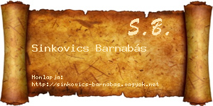 Sinkovics Barnabás névjegykártya
